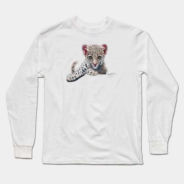 Cute Leopard Drawing Long Sleeve T-Shirt by Play Zoo